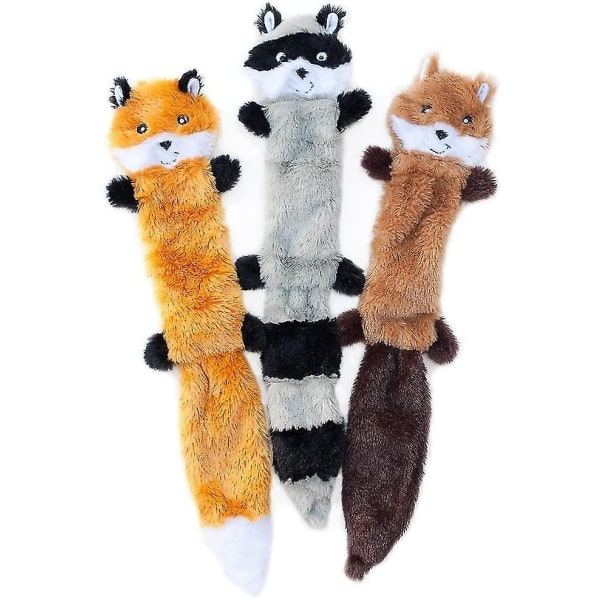 3 st Skinny Peltz No Stuffing Pipande plysch Hundleksak No Danger Dog Chew Toys Set