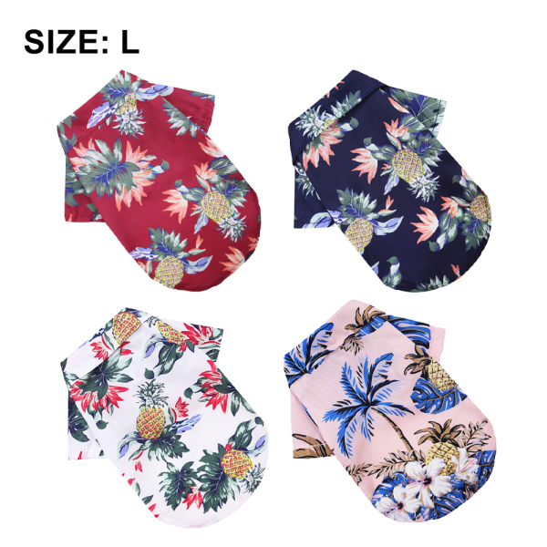 IG 4-pack Pet Sommar T-shirts Hawaii-stil blommig hundskjorta