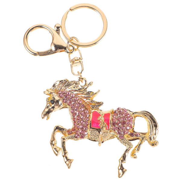 Kreativ Rhinestone Häst Nyckelring Utsökt Häst Hänge för Väska Rhinestone Häst Hänge (12,5x7cm, Rosa) IC