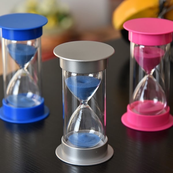 Sandur med køkkentimer og tid på 5 min 10 min 30 min (5 min Sølvblå)