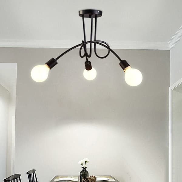 Retro Loftslampe Semi-Flush Mount Pendel Sputnik Krone 3 Lys