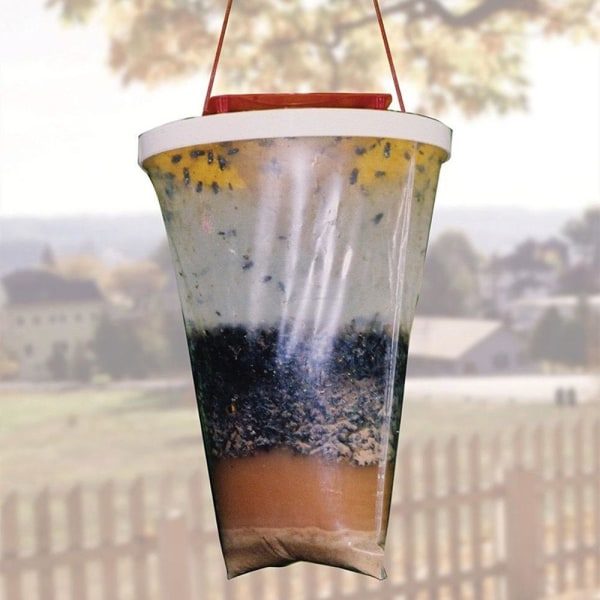 Hyönteispyydystin Punainen Top Fly Trap Bag Catcher Riippuva Riippuva Fly Catcher Ulkona 1PCS