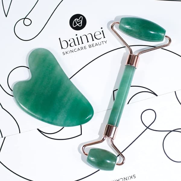 IC Jade Roller & Gua Sha, Ansigtsrulle, Facial Beauty Roller - Grøn