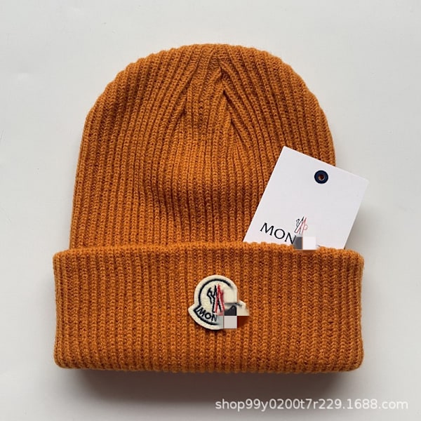 Mon-clers unisex stickad mössa för kvinnor och män, varm vintermössa för skidåkning orange