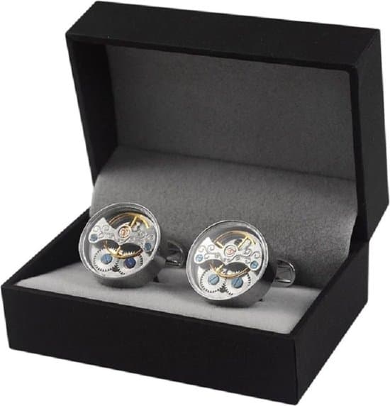 BUGOLINI Tourbillon Mekaniske Manchetknapper med Roterende Gear til Mænd, Runde Manchetknapper i Rustfrit Stål til Jakkesæt, Forretning, Bryllup, Gave