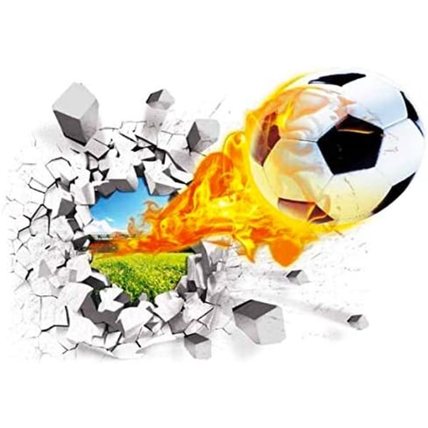 IC Väggtatuering 3D Realistisk fotboll Sprucken Väggeffekt DIY PVC Väggdekal Barnrum Väggdekal 70 x 50 cm