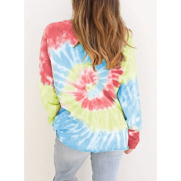 IC FARYSAYS Dam Casual Färgblock Tie Dye Crewneck Långärmad