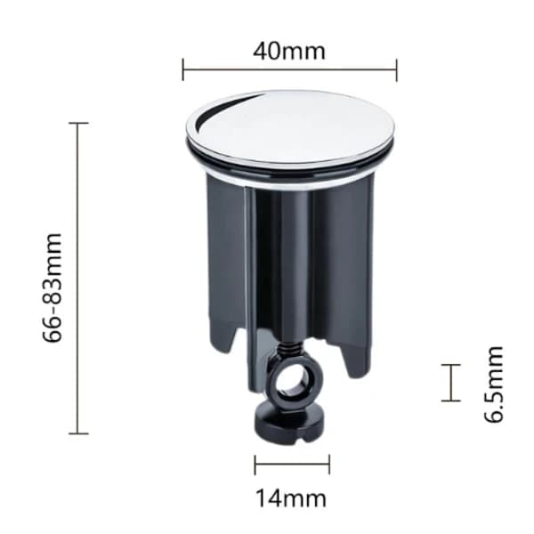 White set med 2 universal tvättställspluggar 40 mm - Kromad mässingsdiskho