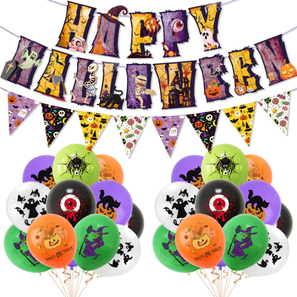 IC Halloween tema fest dekoration set spindelnät skelett spöke festival fest scen dekoration B