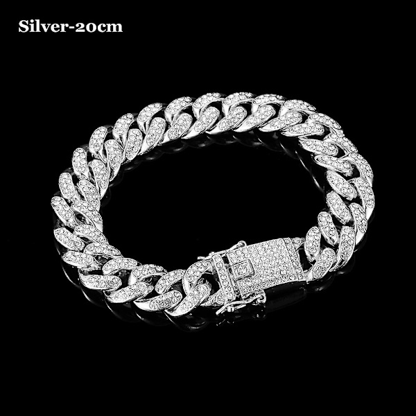 Uusi muoti ylellinen jäädytetty kuubalainen linkkiketju rannekoru naisille ja miehille kulta hopea väri Bling Rhinestone rannekoru ketju korut