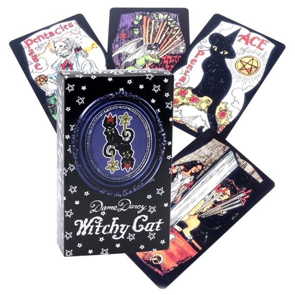 IC 12*7 cm Witchy Cat Tarot Card Prophecy Ennustuskansi Perhe Pa one size one size