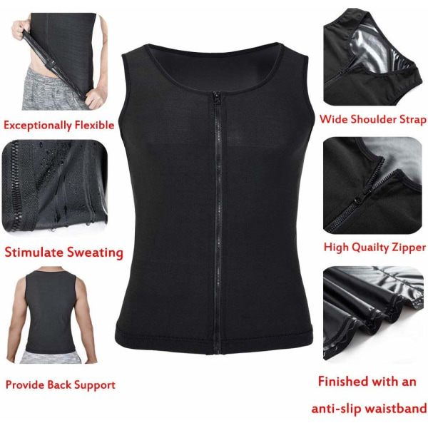 IC Herr Bastu Svettdräkt Dragkedja Väst för Viktminskning Top Shapewear Slimm