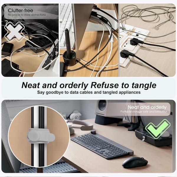 12 Pieces - 10 cm - 18 cm - Silicone Cable Ties - Cable Organizer - Cable Management - Reusable - Home - School - Travel