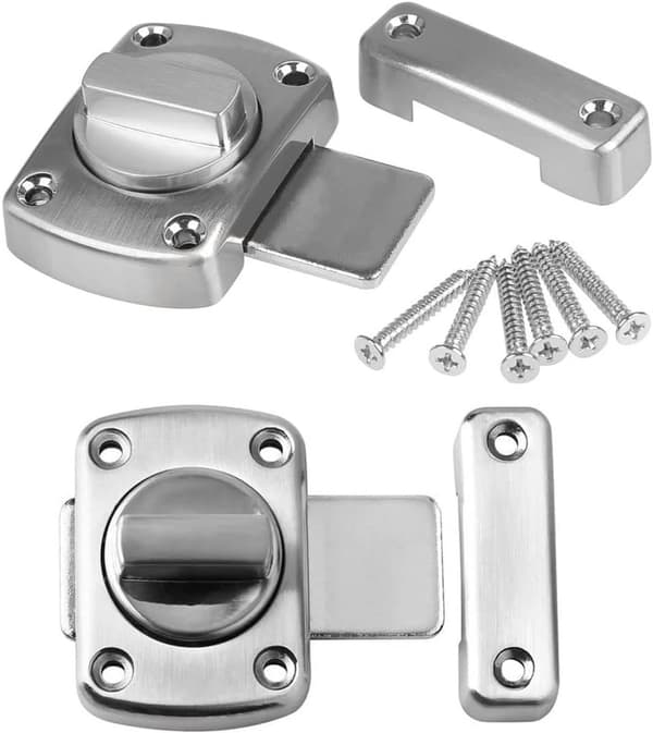 4 Dörrlås - Svängdörr, Zinklegering, Badrumssäkerhetslås - för Hemsäkerhet - Silver