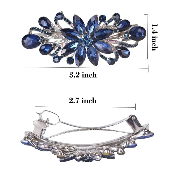 IC Flower Luxury Smycken Design Hårnål Rhinestone hårspänne, även perfekta mors dag presenter till mamma (mörkblå)