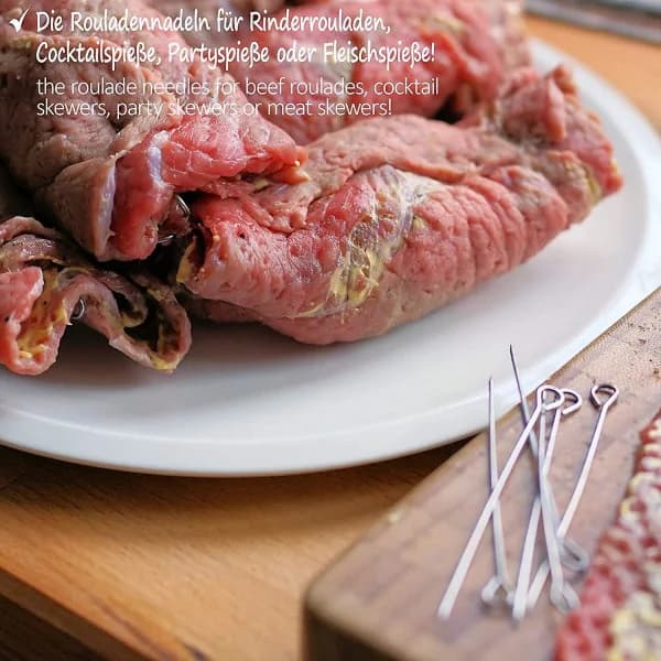 Rouladestifter i rustfrit stål, 15 cm kødspyd til grillning, stegning og festlige snacks, 25 stk.