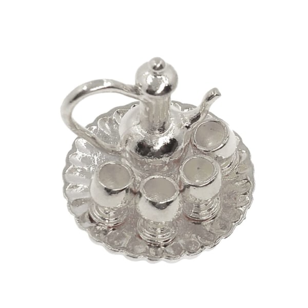 6 st 1:12 dockskåp i miniatyr silvermetall te kaffe vin set