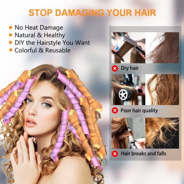 Hårrulle, 20 stk. DIY Magic Hair Waves Curls Heatless Spiral Cu
