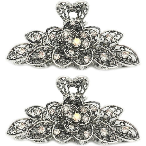 IC 2 stk - vintage Kvinner Retro Chic Rhinestone Alloy Fancy Hårklype Kjeve Klipp Nål