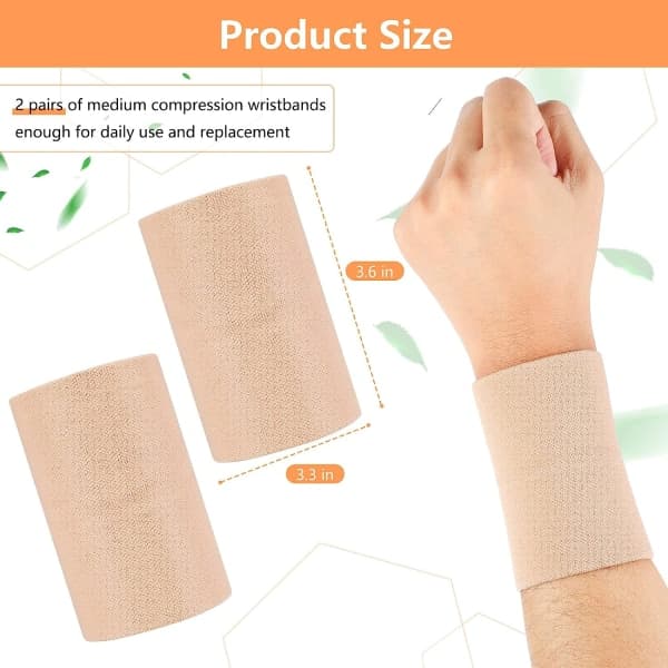 IC SATINIOR 2 par kompresjonsarmbånd Kompresjonsarmbånd for håndleddstøtte Håndleddstøtte Elastiske håndleddsbånd (beige, medium)