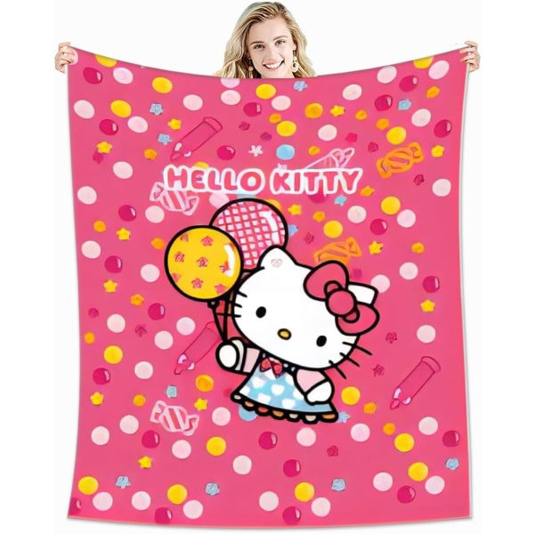 IC Kawaii-filt tecknad slängfilt Katt Mjuk slängfilt, supermjuk, mysig för bäddsoffa 60'' x 50''