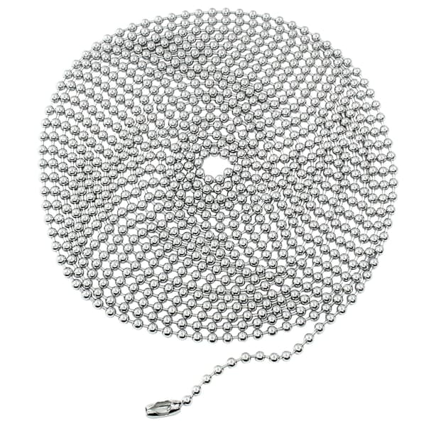 Kuglekæde i rustfrit stål med 10 forbindelsesstykker til loftsventilatorer og persienner, 5 meter 4,5 mm, sølv