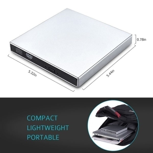 Ammattimainen ulkoinen DVD-asema Slim Low Noise Ulkoinen DVD-soitin USB 2.0 DVD/VCD/CD-RW poltin Kirjoitin Soitin