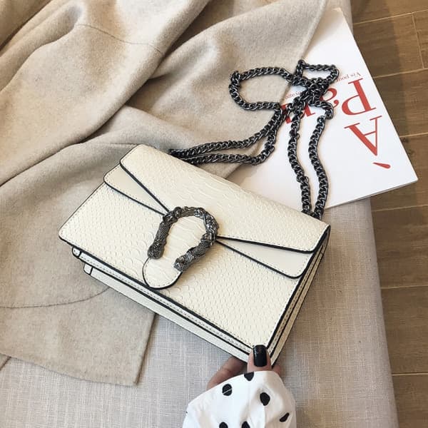 IC enfärgad crossbody-väska med en axel, tonårsmode Vit