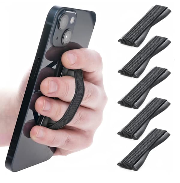 5-pack mobiltelefonringhållare svart - Säkert grepp - Spårlöst dubbelhäftande