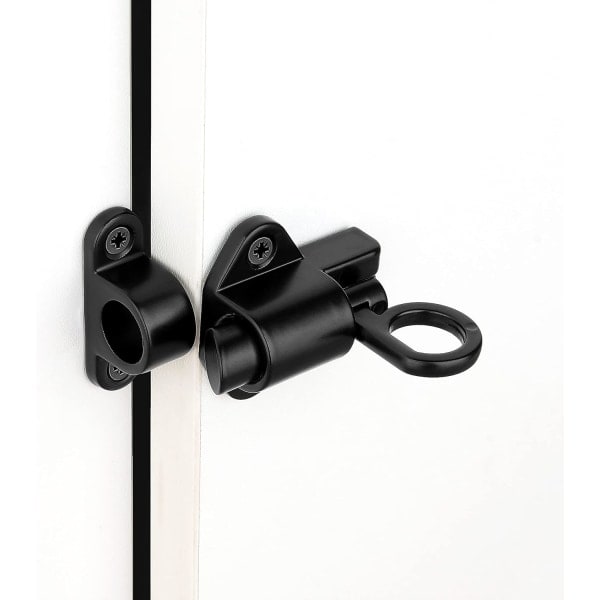 2-pack självlåsande dörrbultar, svarta fjäderbelastade dörrlås, fjäderbelastade bultspärrar i aluminiumlegering, säkerhetsautomatik