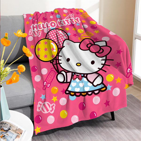 IC Kawaii-filt tecknad slängfilt Katt Mjuk slängfilt, supermjuk, mysig för bäddsoffa 60'' x 50''