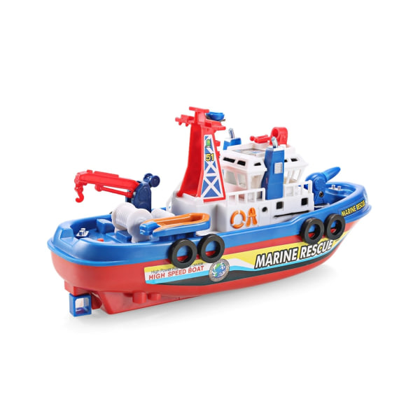 IC High Speed ​​​​Music Light Electric Marine Rescue Brandbekämpningsbåt Icke-fjärrbar leksak - Colormix