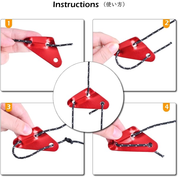 IC Svart - 12 stk. Aluminiumlegering Campingrepstrammer Guyline Rope Adjuster Spännare for teltpresenningvandring