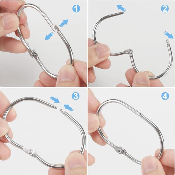 10 st Duschdraperihakar (Silverfärgade), Oval Snap Duschringar för Draperi, Glider Smidigt Duschhakar för Duschdraperistång