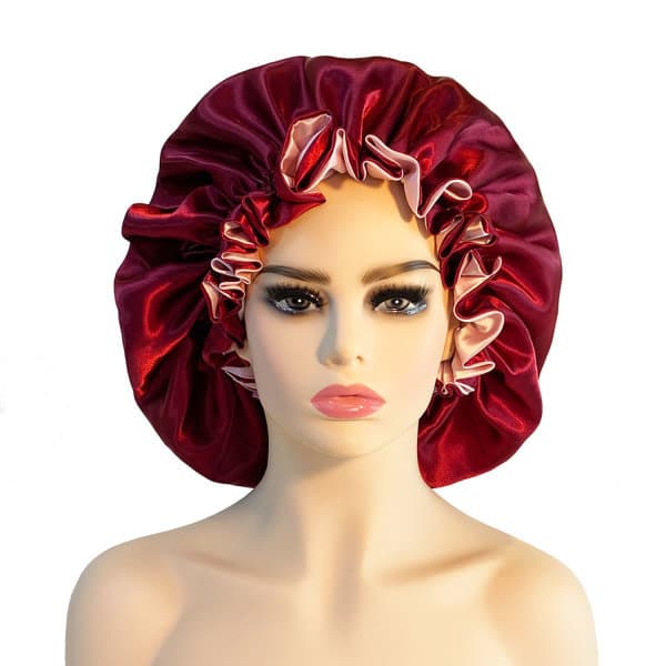 Satiini Silke Satiini Bonnet Hat Hat Bowknot Pyöreä Hat Viininpunainen
