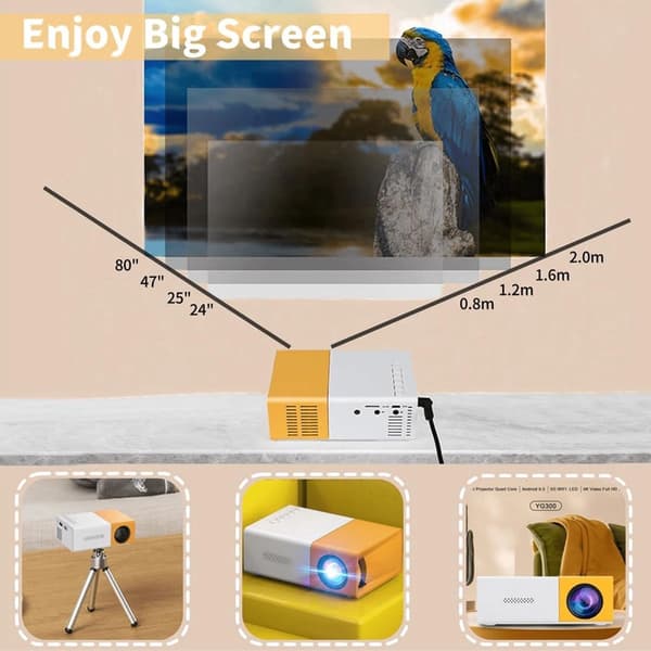 Mini Projector - Full - Outdoor Movie Projector - Compatible - with - HDMI - USB - Audio - Remote Control.