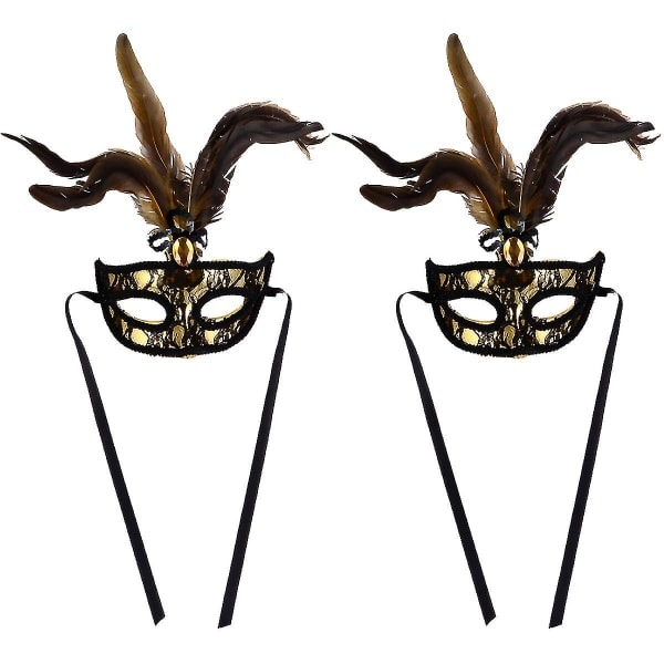 IC 1 set 2 st Halloween festdekoration Kreativa halvansiktsspetsmasker