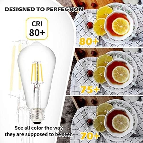 IC Edison Pære Ikke-dimmbar, Retro Stil, 9W, 500LM, E27 Medium Fatning, Egernburet Glødetråd, 4-pak