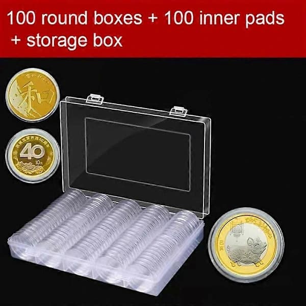 100 Pcs 19/20/22.25/25/27/30 mm Coin Clear Protective Case Collection Storage Box