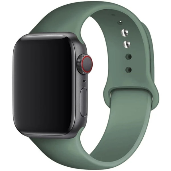 Silikonrem for Apple Watch Band 45mm 44mm 42mm 49mm 41mm 40mm 38mm correa armband iwatch Series 8 7 9 SE 4 3 5 Ultra 6 Pine Green Pine Green 42 44 45 49 mm S-M