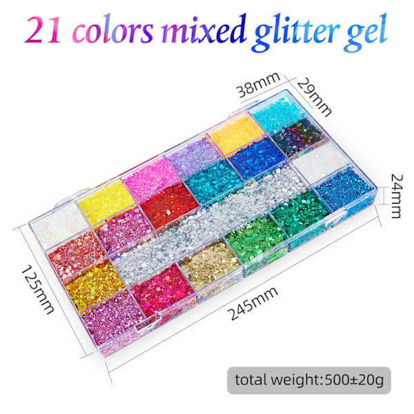 Grenseoverskridende bestselgende paljettgel-flashpulver havfrue limfri lapp barnas forestilling nattklubb scene sminke makeup 21 color box-13