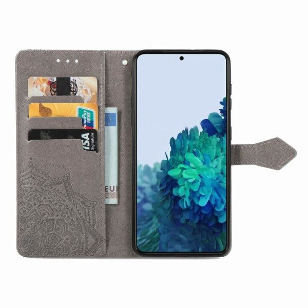 IC Samsung Galaxy S22 Etui Mandala Læder Grå