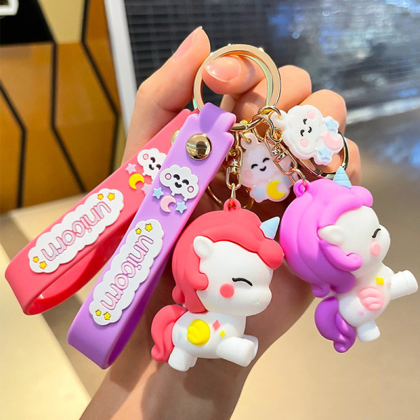 IC e Kawaii 3D Yksisarvinen Avaimenperät Pehmeäliima Pegasus Riippuva Avaimenperä Punainen