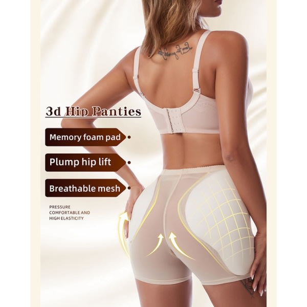 IC Kvinnors Butt Lifter Shapewear Höftkuddar Enhancer Trosor Shaper Boyshort Svart 6XL