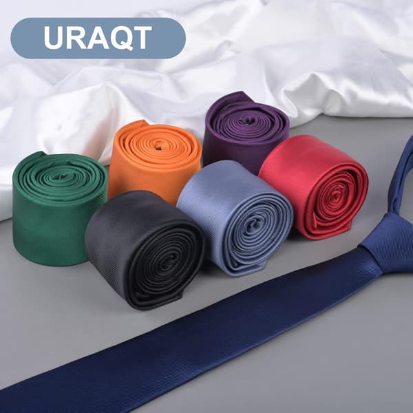 Klassisk slips i silkesatin til menn - Ensfarget slips i premiumkvalitet - Formelle slips i sort til menn - Slips til forretninger, bryllup, fest og jobb - 8 cm Navy Blue Polyester Thread