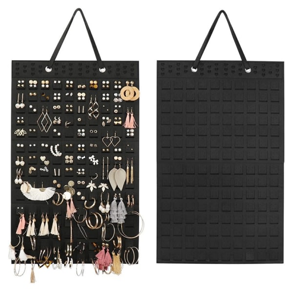IC Væghængt Smykke Display Organizer Taske Vertikal Sort