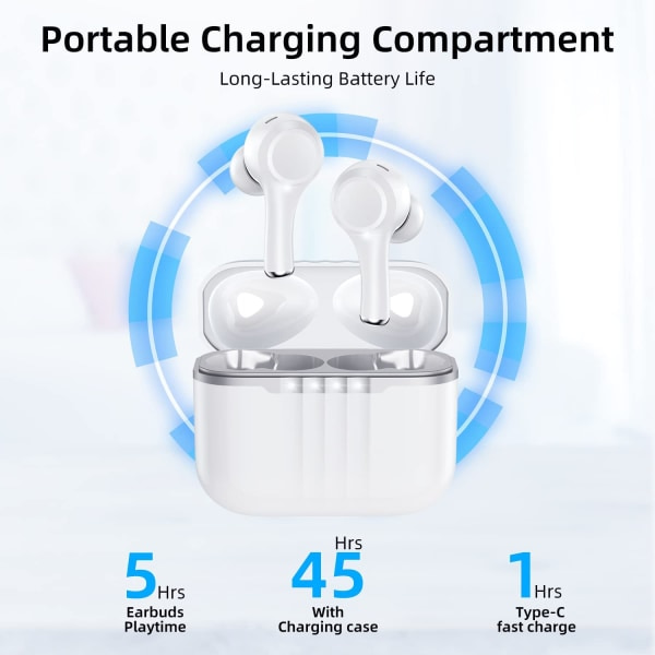 IC NOE Bluetooth 5.3 hodetelefoner, trådløse Bluetooth in-ear