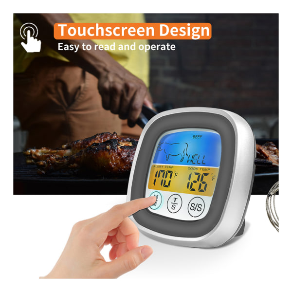 IC (Grå med vit mittram) Digital färgdisplay kökstermometer