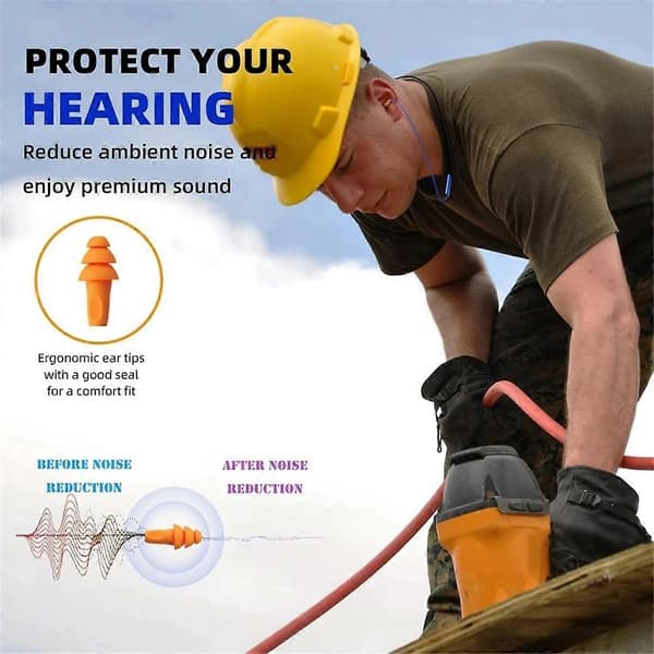 Bluetooth støyreduserende ørepropper med hørselvern In-Ear arbeidsheadset for byggeplasser blå