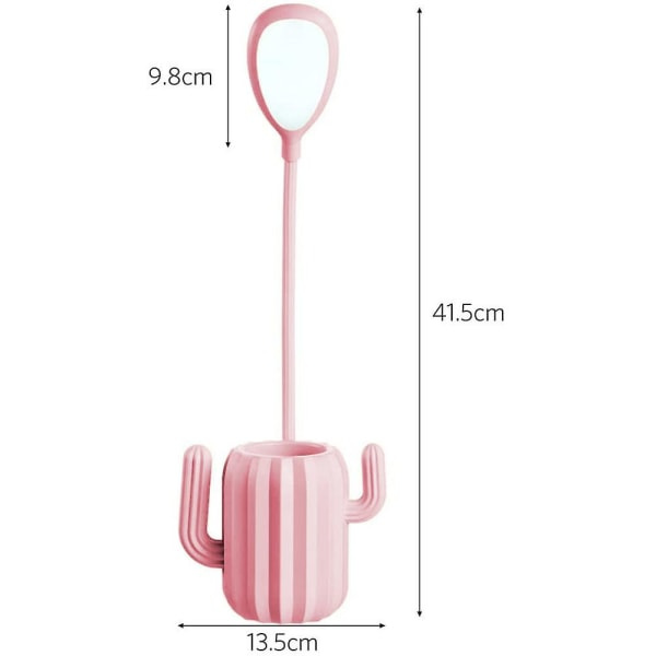 IC Skrivebordslampe, Kids Led USB Genopladelig 3-niveau Dæmpbar Natlampe med Penneholder (Rosa)